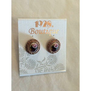 1928 Boutique Brand Earrings New on Card Roses Gold Tone Pierced